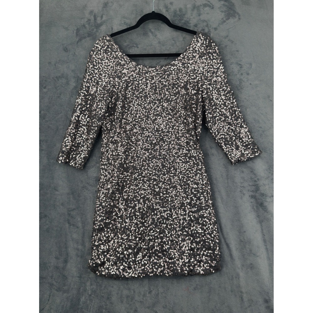 Lauren Conrad Dress Womens Size M Sequin Party Cocktail Event Holiday Glam Gray